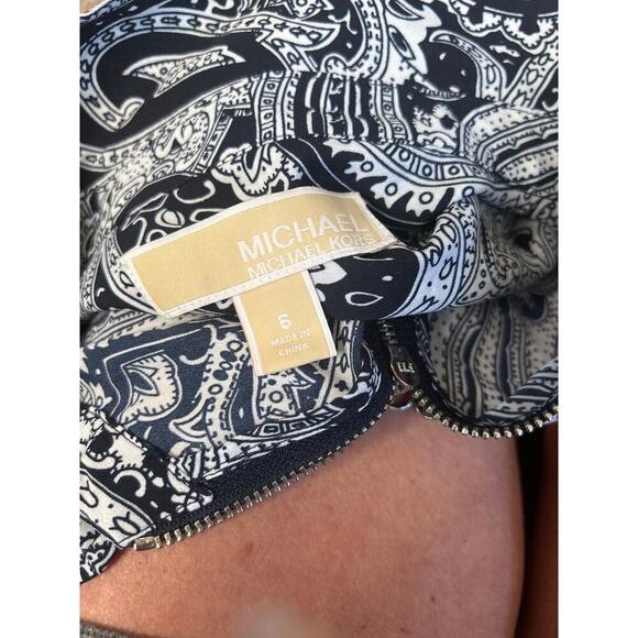 Michael Kors Bohemian Print Roll Tab Long Sleeve Paisley Zipper Front Size 6 - Picture 4 of 7